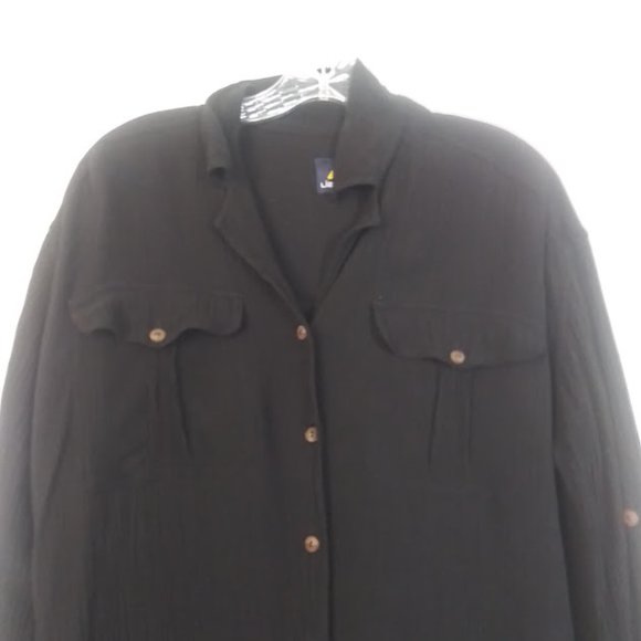 Liz Claiborne Lizsport women's size S black long sleeve blouse - Picture 2 of 13